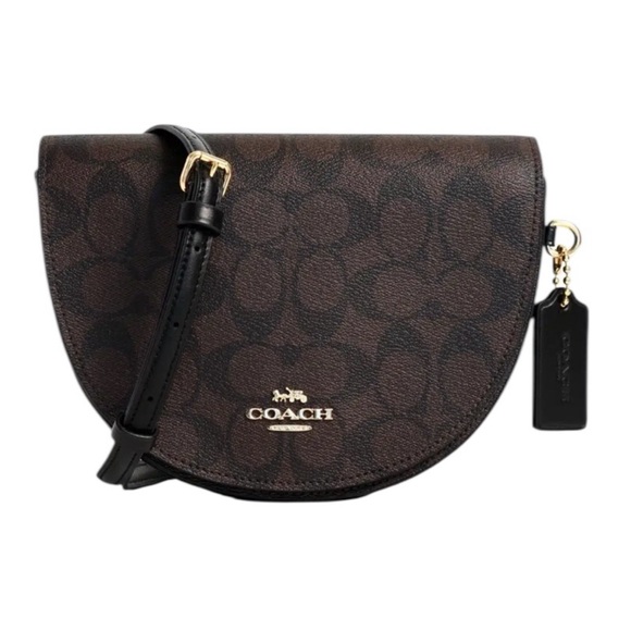 Coach Handbags - Coach Ellen Crossbody Signature Canvas Brown Black Leather